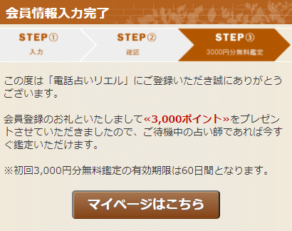 電話占いリエル　新規登録の流れ4