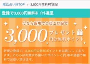電話占い絆-新規会員登録で3,000円分無料ポイントプレゼント