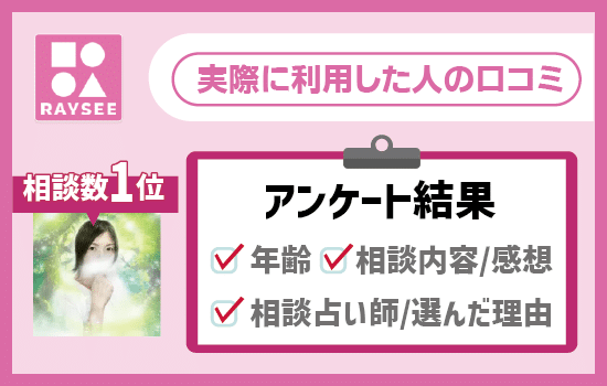 電話占いRAYSEE（レイシー）を実際に利用した方の口コミ【アンケート結果】